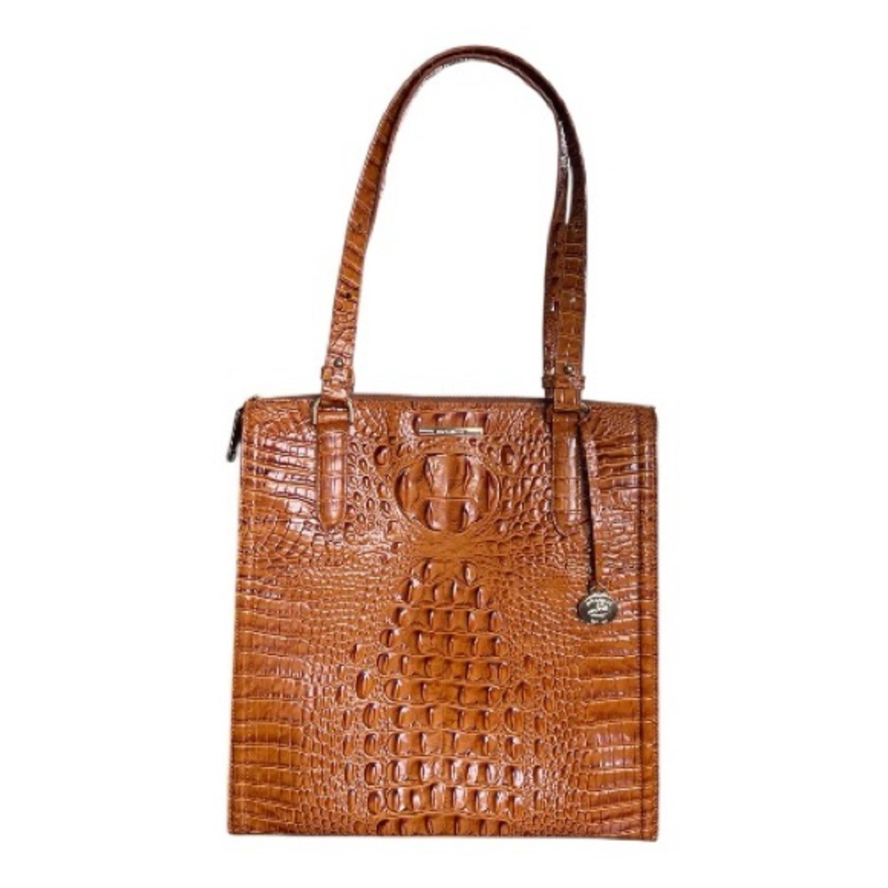 Brahmin Tia Pecan Crocodile Embossed Leather Tote Bag - Picture 9 of 16